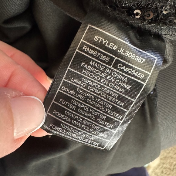 Betsey Johnson Black Sequin V Neck Long Sleeve Midi Dress Small - Picture 4 of 8